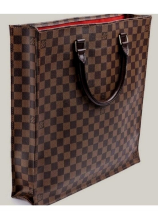 Louis Vuitton Handbags - Louis Vuitton Brown Tan Sac Plat Tote Bag with Iconic Damier Ebene Coated Canvas
